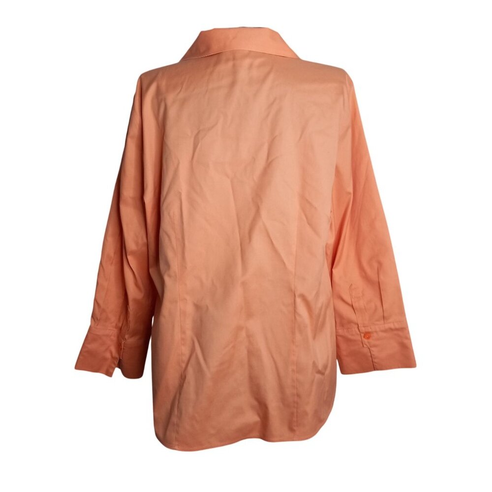 Chicos Size 2 Large Blouse Womens Orange No Iron Cotton - Picture 4 of 12